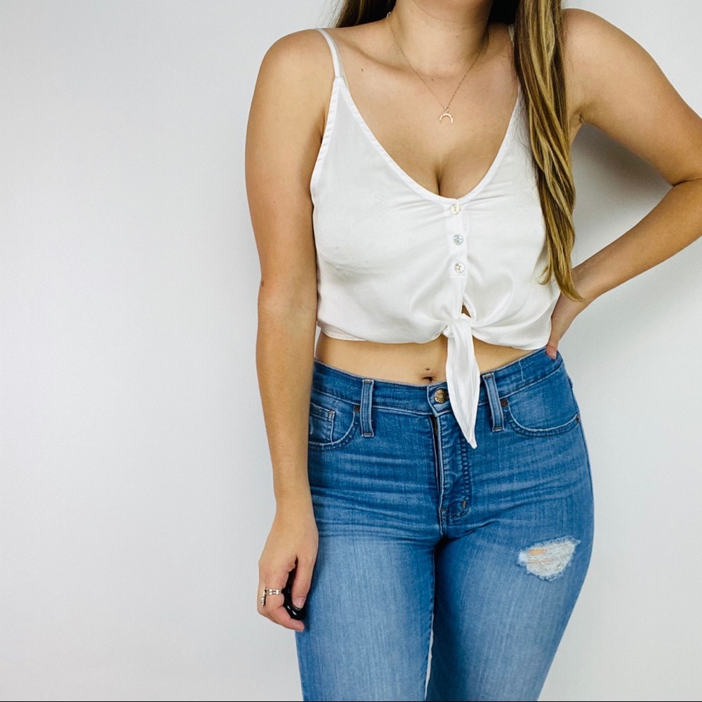 Free People white button down tie crop top XS - Picture 3 of 6